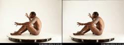 Nude Man Black Sitting poses - simple Muscular Short Black Sitting poses - ALL 3D Stereoscopic poses Realistic